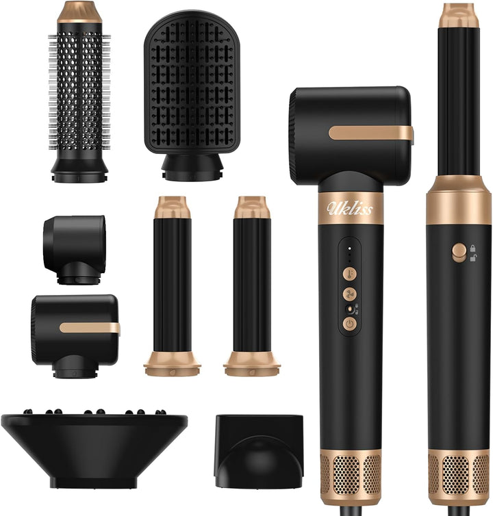 Airstyler Warmluftbürste 7 in 1, UKLISS 1400W Hairstyler Haartrockner mit Rundbürstenföhn Föhnbürste