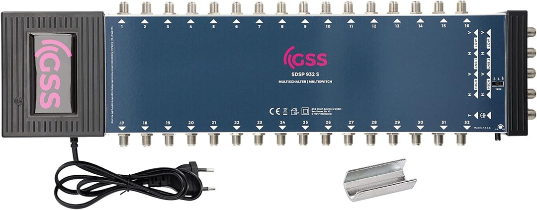 GSS Multischalter 9/32 für 2 Satelliten & 32 Teilnehmer inkl. Aufdrehhilfe - für 2 Quad oder 2 Quatt