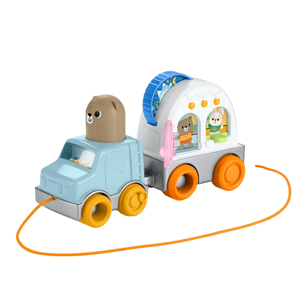 Fisher-Price Baby und Kleinkind Camping-Freunde Camper zum Ziehen Fahrzeug für sensorische Aktivität