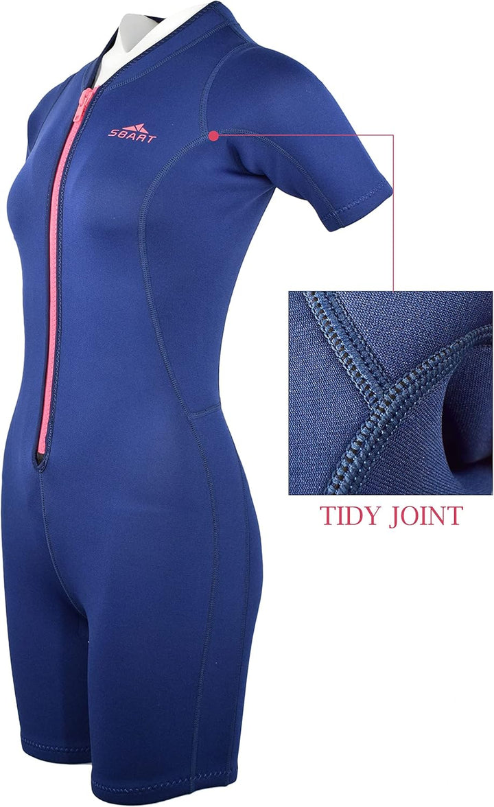 Damen Herren 2mm Neoprenanzug Tauchanzug Einteilig Shorty Kurzarm Badeanzug One Piece Wetsuit 080, L