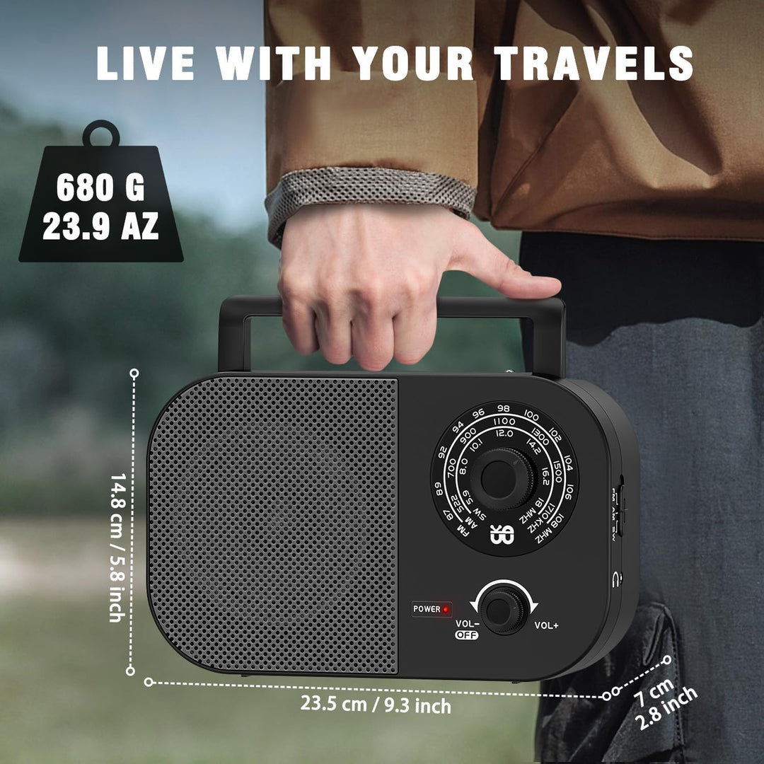 Tragbares Radio AM,FM,SW,UKW Kofferradio Netz und Batteriebetrieb, mit Bestem Empfang, Eingebautem L