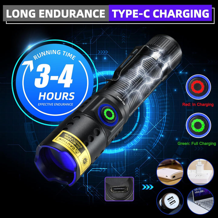 DARKBEAM Taschenlampe UV Lampe 365nm - Mini & leistungsstarke LED Ultraviolett Schwarzlicht Taschenl