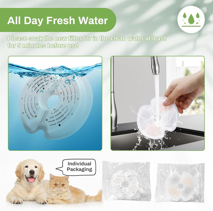 Filter für Katzenbrunnen, 12 Stück Ersatzfilter Trinkbrunnenfilter für Katzenbrunnen 67oz mit LED-Na