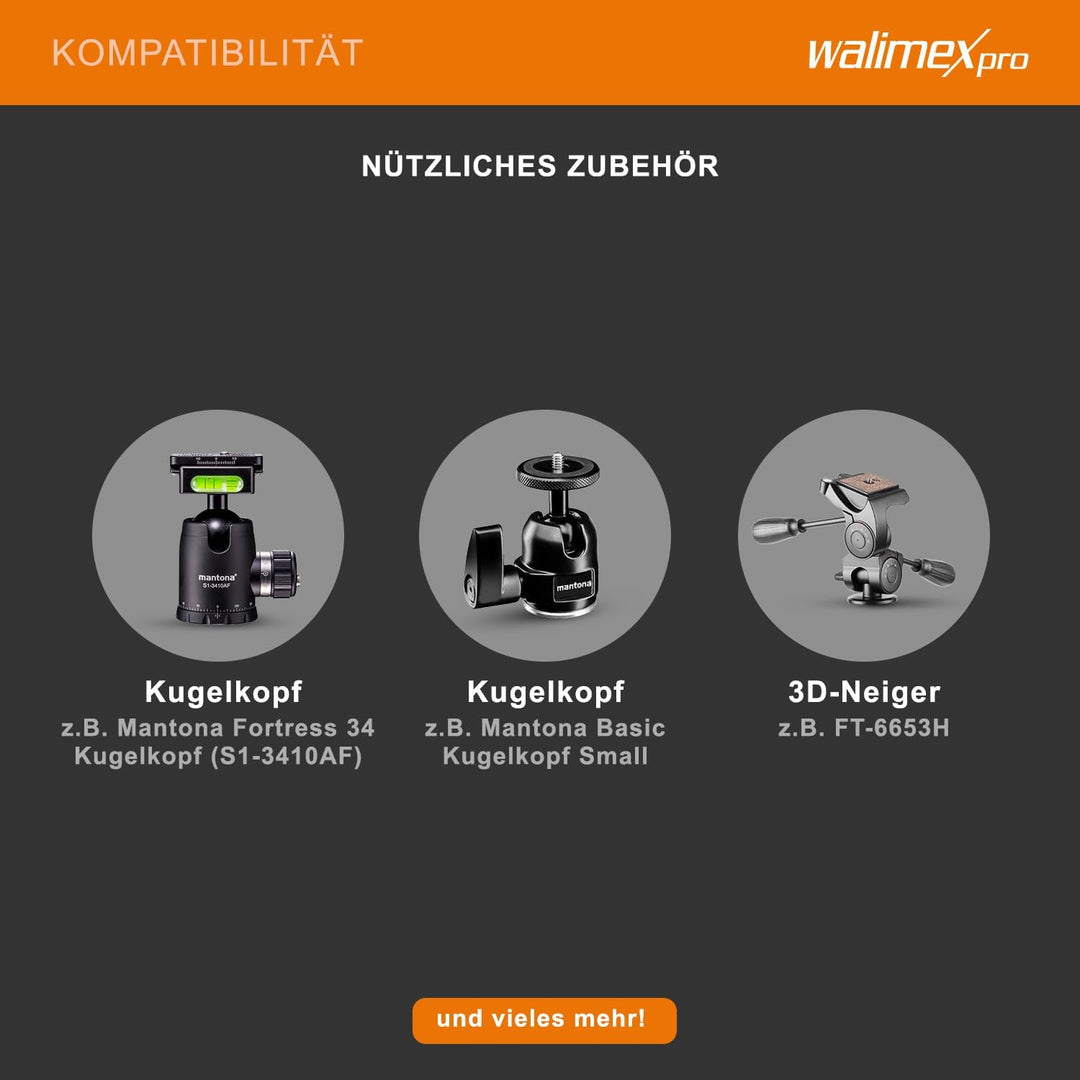 Walimex Pro WAL-1983 Carbon-Pro-Einbeinstativ (185 cm max. Höhe) ohne Kugelkopf, ohne Kugelkopf