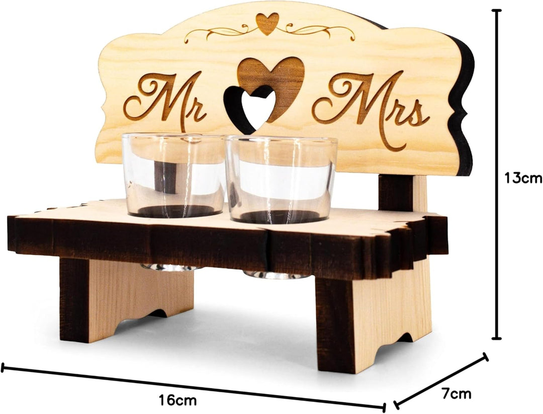 sagl.tirol Holz Schnapsbank mit Gravur [100% Natur] Mr und Mrs Geschenke I Hochzeitsgeschenke für Br