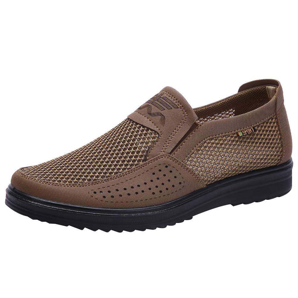 Jamron Herren Sommer Atmungsaktiv Mesh Loafers Fahrschuhe Leicht Freizeit Sneakers 39.5 EU Braun, 39
