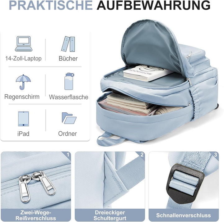 Rucksack Damen Herren, Leichter Schulrucksack Teenager Mädchen Jungen, Wasserabweisend Uni Rucksack