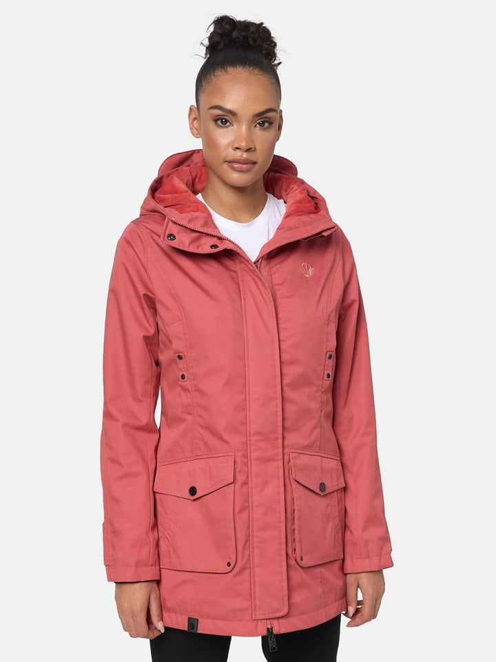Navahoo Damen Übergangsjacke Warmer Kurzmantel Regenjacke wasserdicht mit Kapuze Brinjaa XS-XXL XS R