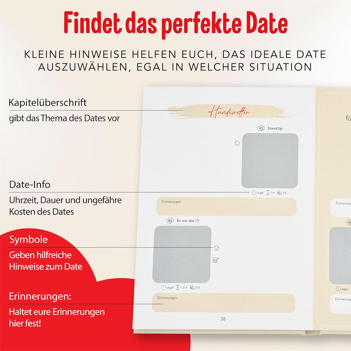Unser Date Buch | 52 Date Ideen für Paare zum Freirubbeln | Bucket List für Pärchen | Jahrestag Gesc