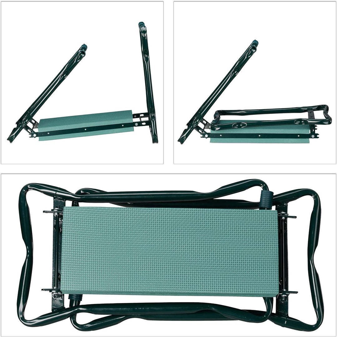 Relaxdays, grün Kniebank, weiches Kniekissen, 2 Taschen, klappbar, Kniehilfe Gartenarbeit, bis 150 k