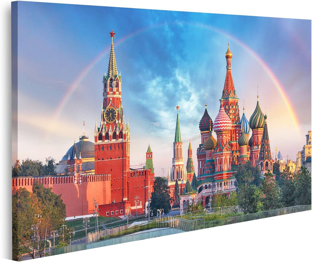 islandburner Bild auf Leinwand Moskau Panoramablick Roter Platz Kreml Bilder Wandbilder Poster, Lein