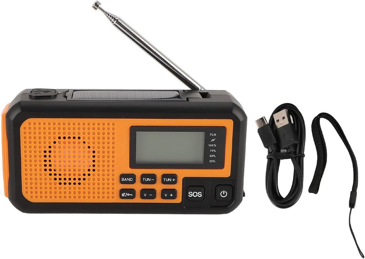 Notfall-Wetterradio, Kurbelradio, Solarradio, 4000-mAh-Wetterwarnradio, Solarladung, Handkurbel und
