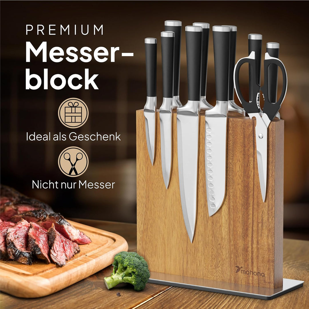 Messerblock Magnetisch Ohne Messer aus Akazienholz – Magnet-Messerhalter Universal Unbestückt Holz –