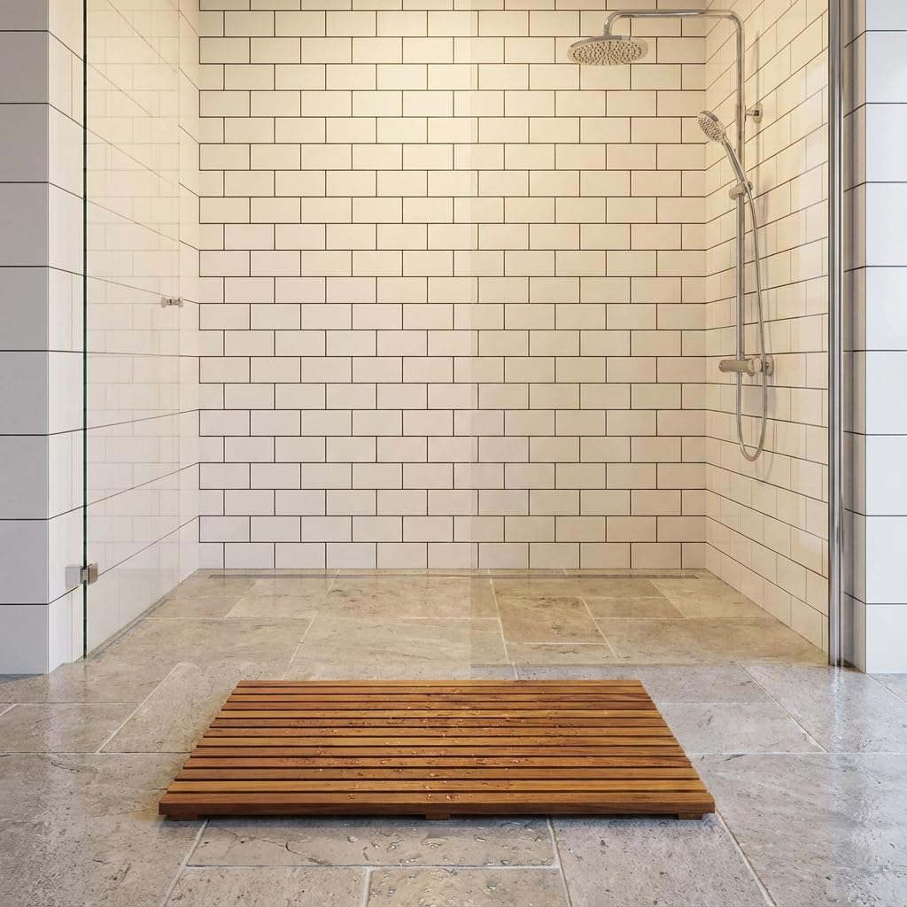 Bare Decor Zen Shower Spa, Fussmatte aus massivem Teakholz und geöltem Finish, braun (Teak), 31.5" W