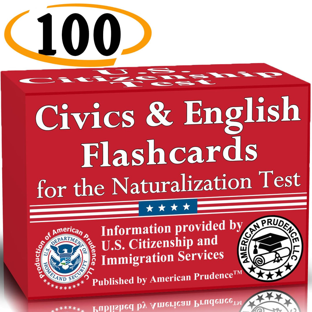 Civics and English Flashcards to Study for The US citizenship Test with All 100 USCIS Illustrated Qu