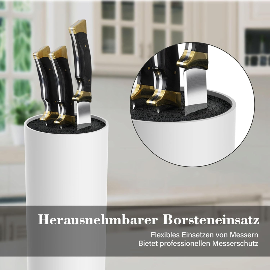 Messerblock ohne Messer, Messerblock mit Borsten Herausnehmbarer, Messerhalter Universal für 7-10 Me