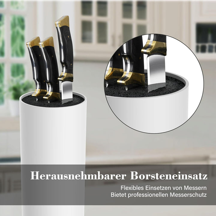 Messerblock ohne Messer, Messerblock mit Borsten Herausnehmbarer, Messerhalter Universal für 7-10 Me