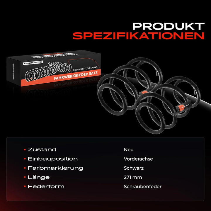 Frankberg 2x Federn Fahrwerksfeder Vorderachse Kompatibel mit TT 8J3 1.8L 2.0L 2006-2014 TT Roadster