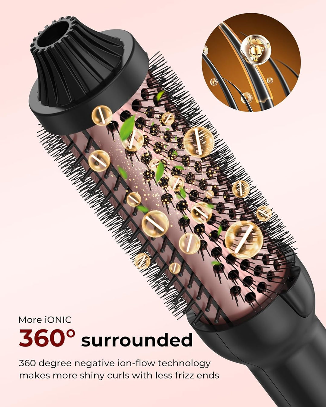 Thermal Brush 38mm, Thermobürste 3 in 1 - Pro Ionische Thermo Rundbürste Lockenbürste 120-210℃, Doub