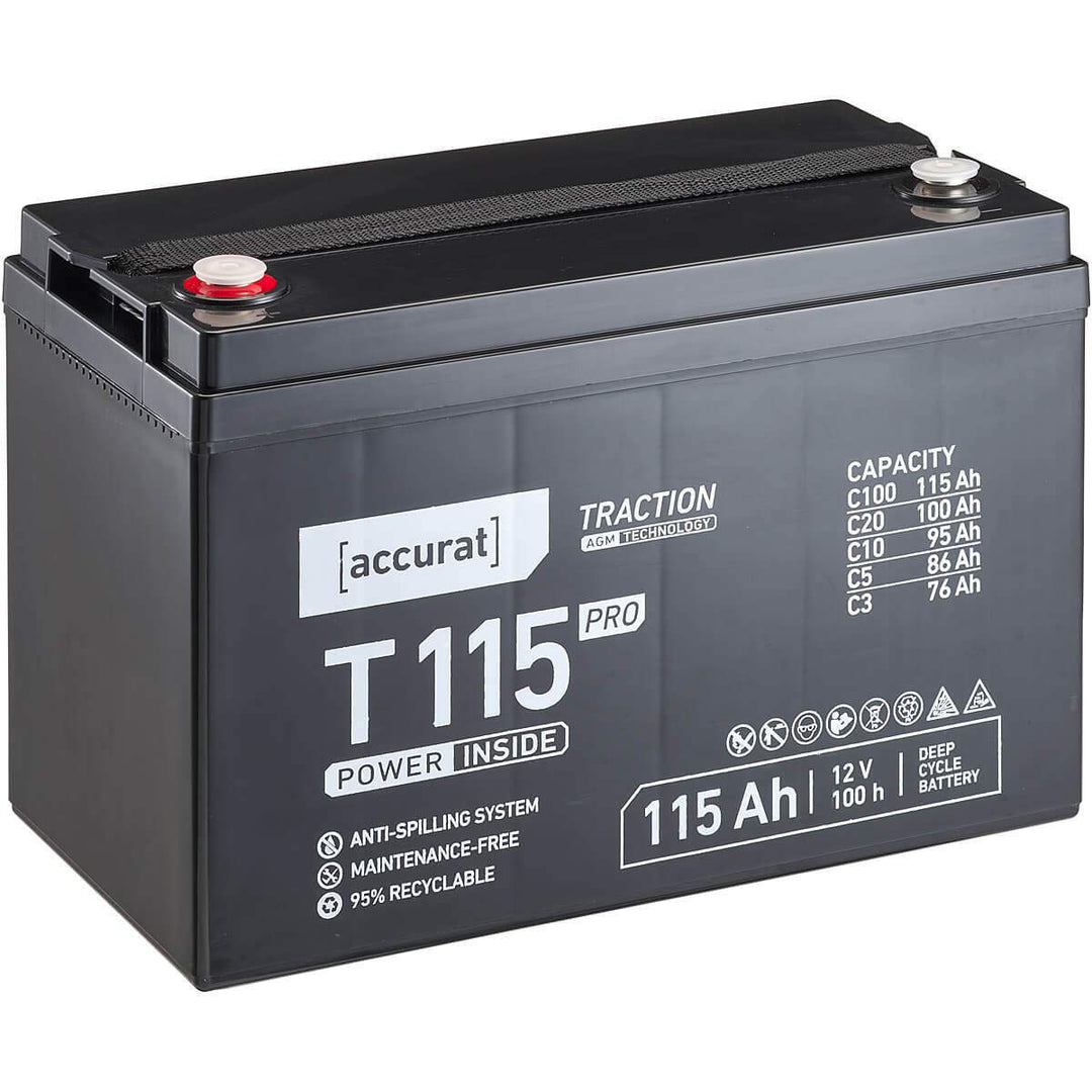 Accurat Traction T115 Pro AGM Bleiakku- 12V, 115Ah, 30% Startleistung, wartungsfrei, zyklenfest -VRL