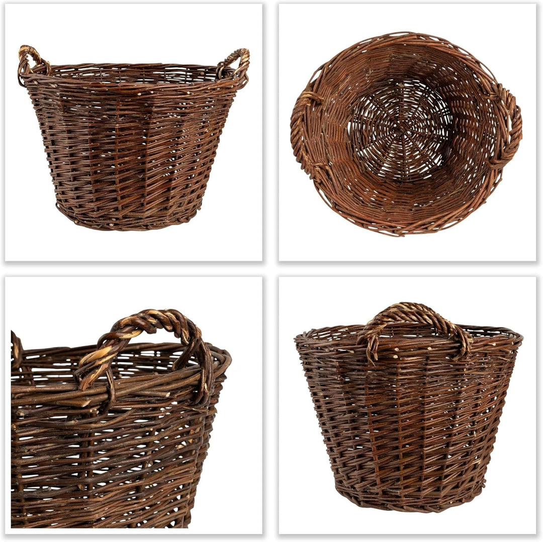 Creative Home Weidenkorb mit Zwei Henkel | Gross ø 50 cm | Perfekt für Geschenkkorb Kaminkorb Brennh
