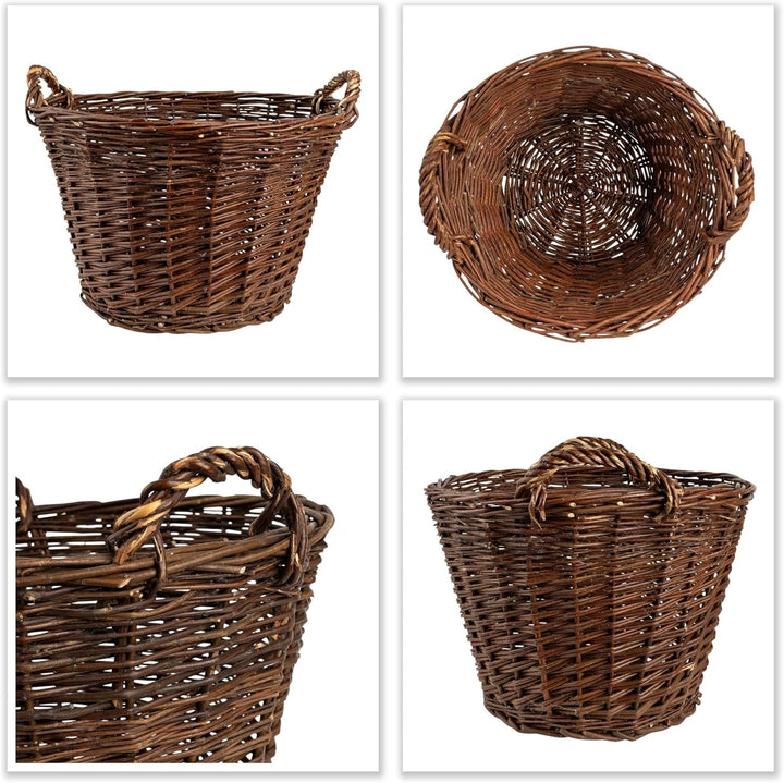 Creative Home Weidenkorb mit Zwei Henkel | Gross ø 50 cm | Perfekt für Geschenkkorb Kaminkorb Brennh