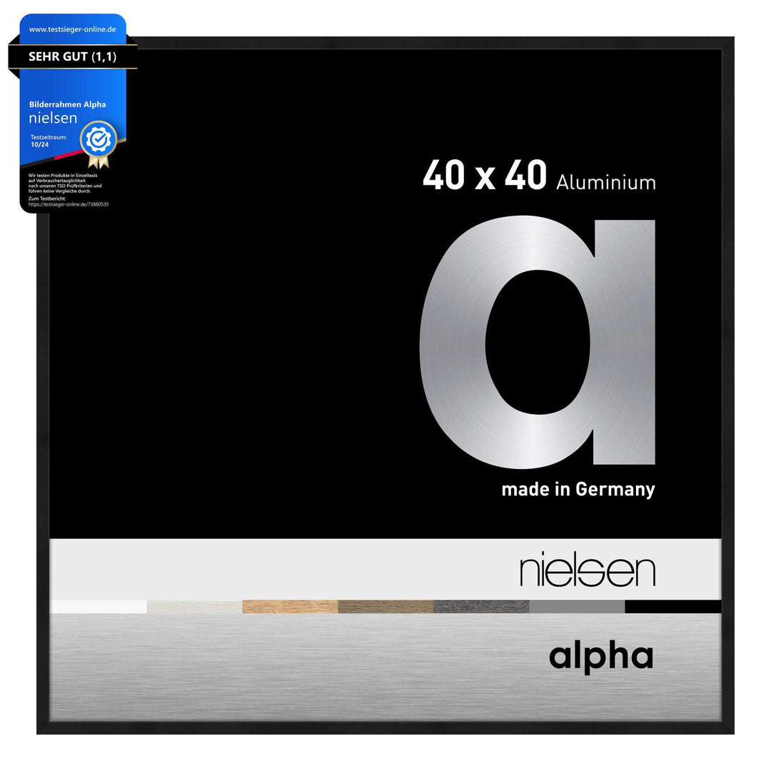 nielsen Aluminium Bilderrahmen Alpha, 40x40 cm, Eloxal Schwarz Matt Eloxal Schwarz Matt 40 x 40 cm,