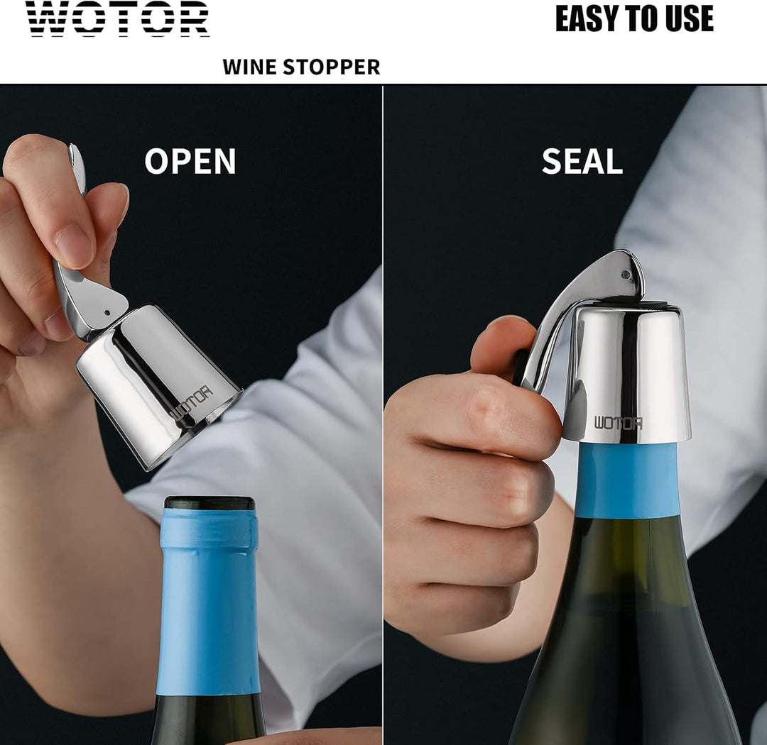WOTOR Weinverschluss Edelstahl WeinFlaschenverschluss Wiederverwendbar Auslaufsicher hält Wein frisc