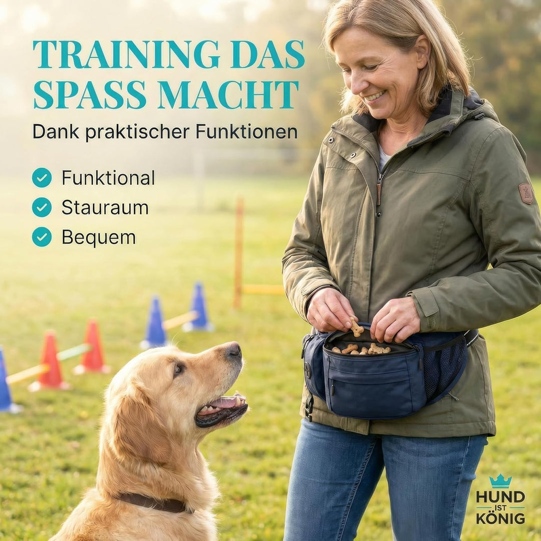 HUND IST KÖNIG Leckerlitasche für Hunde Leckerlis & Hundezubehör - Robuste Bauchtasche Hund - Futter