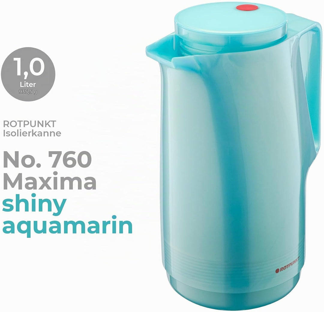 ROTPUNKT Isolierkanne 760 Maxima 1,0 l | Zweifunktions-Drehverschluss | BPA-frei - gesundes Trinken