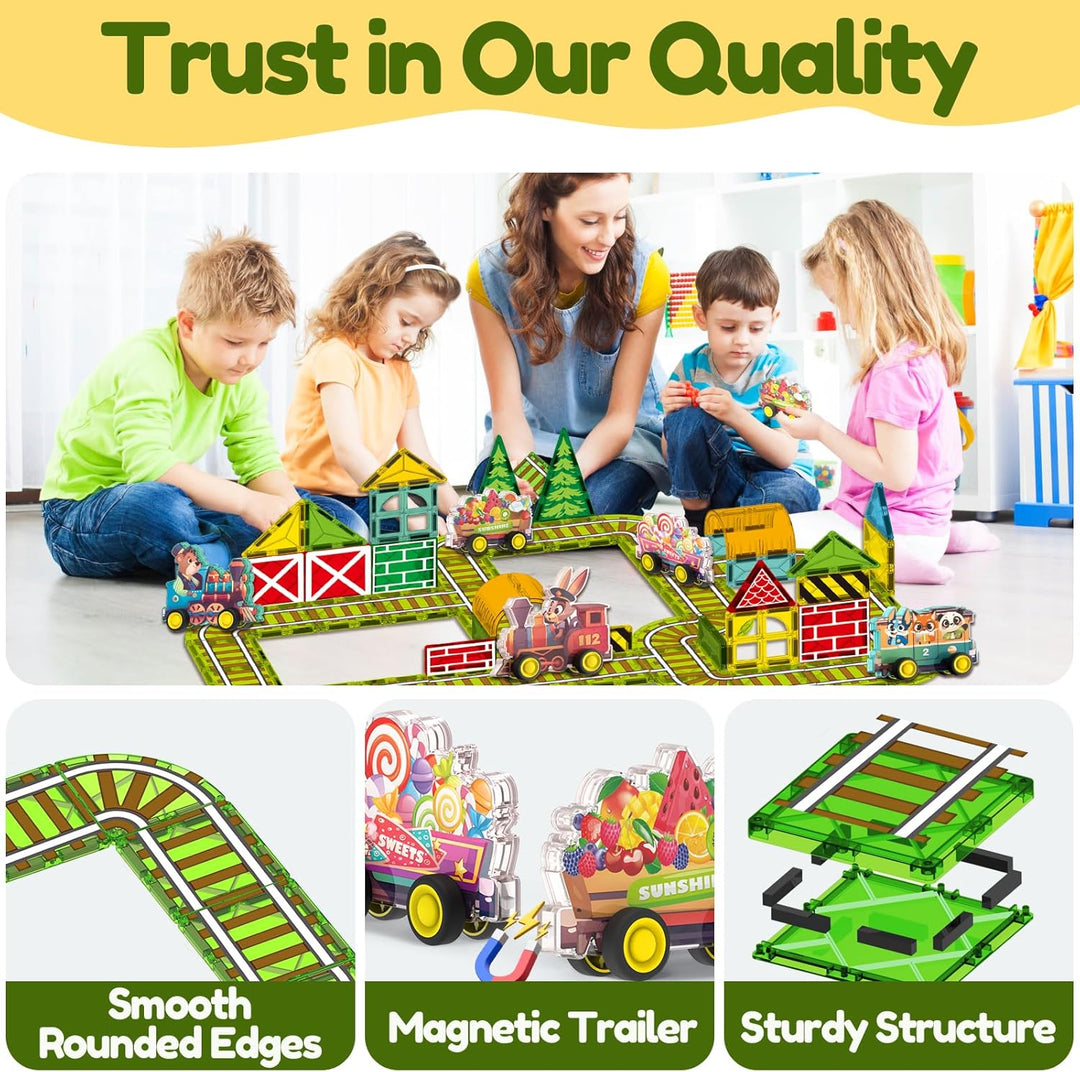 Oriate Rolling Auto Spielzeug Set Magnetische Bausteine, Magnetbausteine Toy für Magnete Kinder, Mag