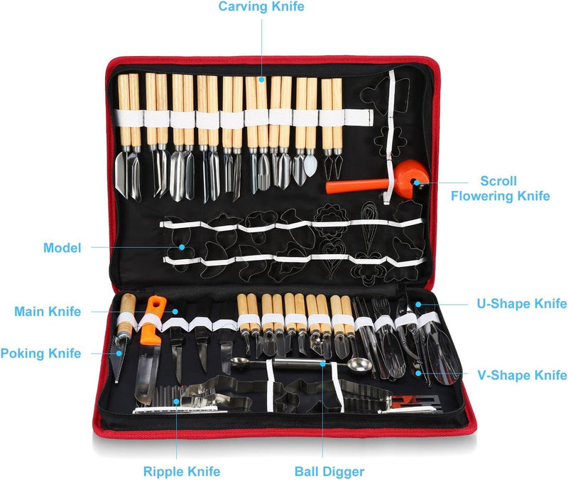 Kulinarische Schnitzwerkzeuge Set, 80 Teile / satz Tragbare Kulinarische Schnitzwerkzeuge Peeling To