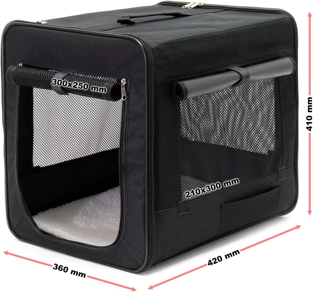 Fudajo Faltbare Transportbox für Hunde, Katzen S (42x36x41 cm), robust, leicht, sicher, Hundebox mit