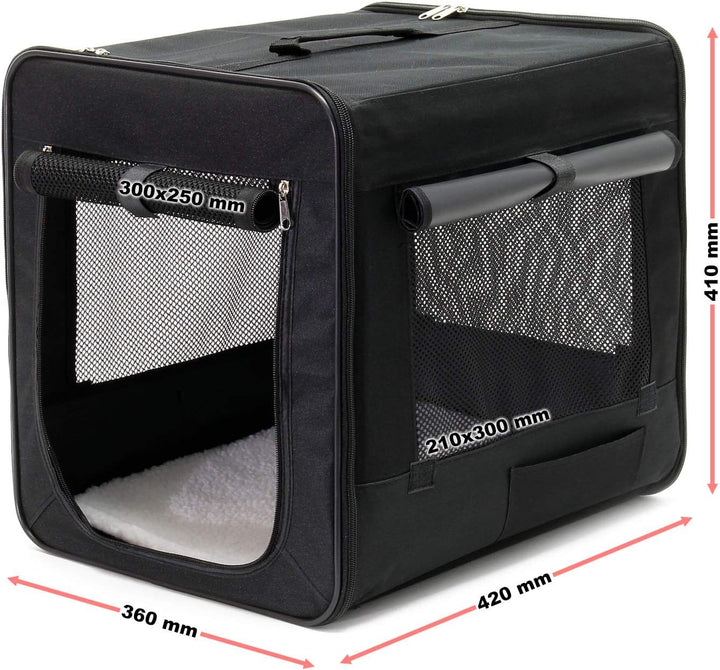 Fudajo Faltbare Transportbox für Hunde, Katzen S (42x36x41 cm), robust, leicht, sicher, Hundebox mit
