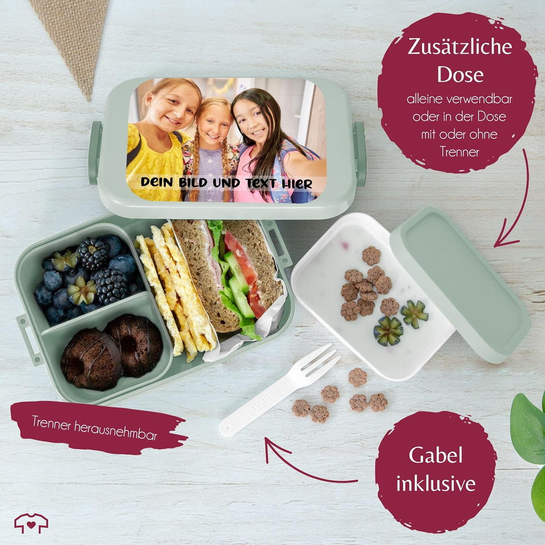 Kinder Bento Box Midi für Mepal Bentobox - Brotbox Dein Bild und Text I Custom Text und Foto Lunchbo