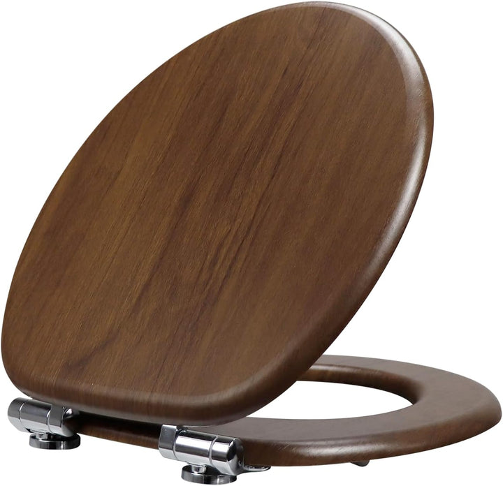 WC Sitz mit Absenkautomatik, Toilettendeckel aus Holz, Stabil Klodeckel mit Soft Close, Toilettensit
