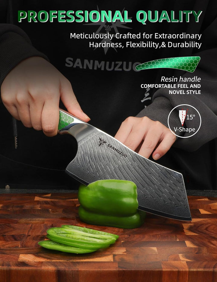 18CM Nakiri-Messer, Fleischerbeil aus Japanischem VG-10-Damaszenerstahl, ultrascharfes Gemüsemesser