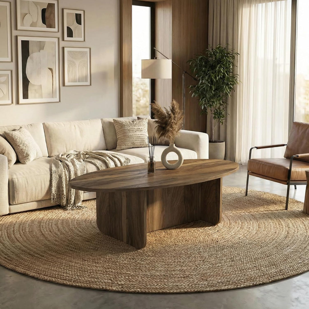 moebel17 Couchtisch Luminous Ratan 120x60 cm (Walnuss), Walnuss