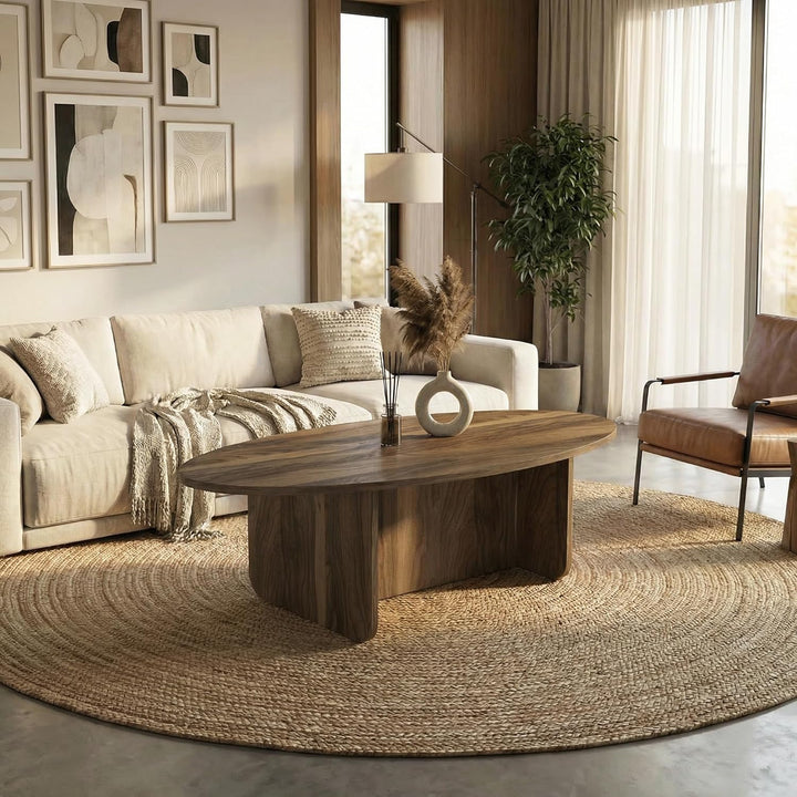 moebel17 Couchtisch Luminous Ratan 120x60 cm (Walnuss), Walnuss