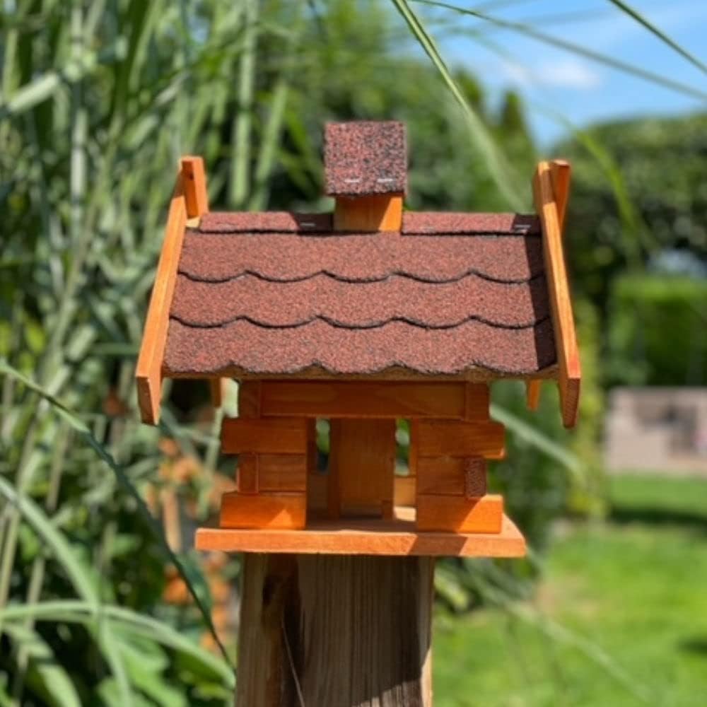 Rechteckiges Vogelhaus M - XL wetterfest aus Holz Vogel Futterstelle Haus mit und ohne Ständer (Grös