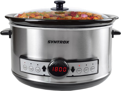 Syntrox Germany Slow Cooker Schongarer 4,5L mit Timer und Warmhaltefunktion - Leistung 280