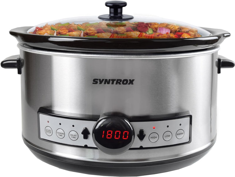 Syntrox Germany Slow Cooker Schongarer 4,5L mit Timer und Warmhaltefunktion - Leistung 280