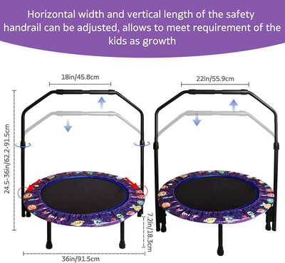 Trampolin für Kinder, 36" Mini Kindertrampolin mit Verstellbarer Griff, Kindertrampolin mit gepolste