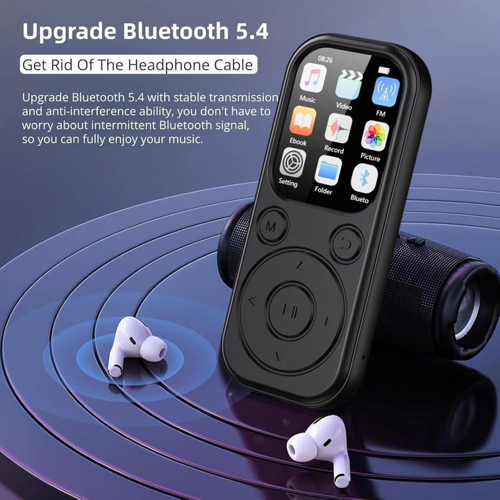 2025 Neuer MP3 -Player mit Bluetooth, HiFi Sound Tragbarer Musikplayer mit 2,01 -Zoll -IPS -Bildschi