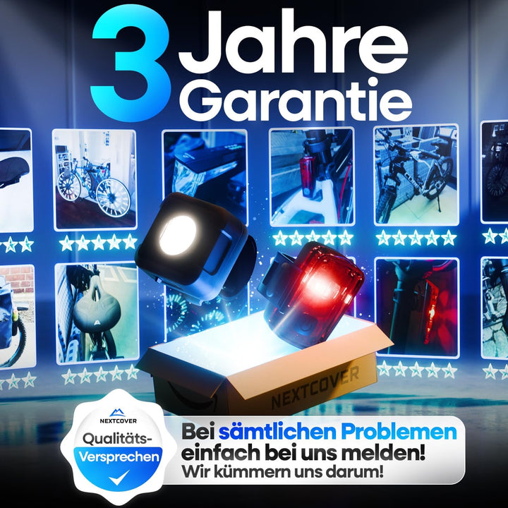 NEXTCOVER® Fahrradlicht Set mit [VisionOne] I LED Set USB-C aufladbar & wasserdicht I StVZO zugelass