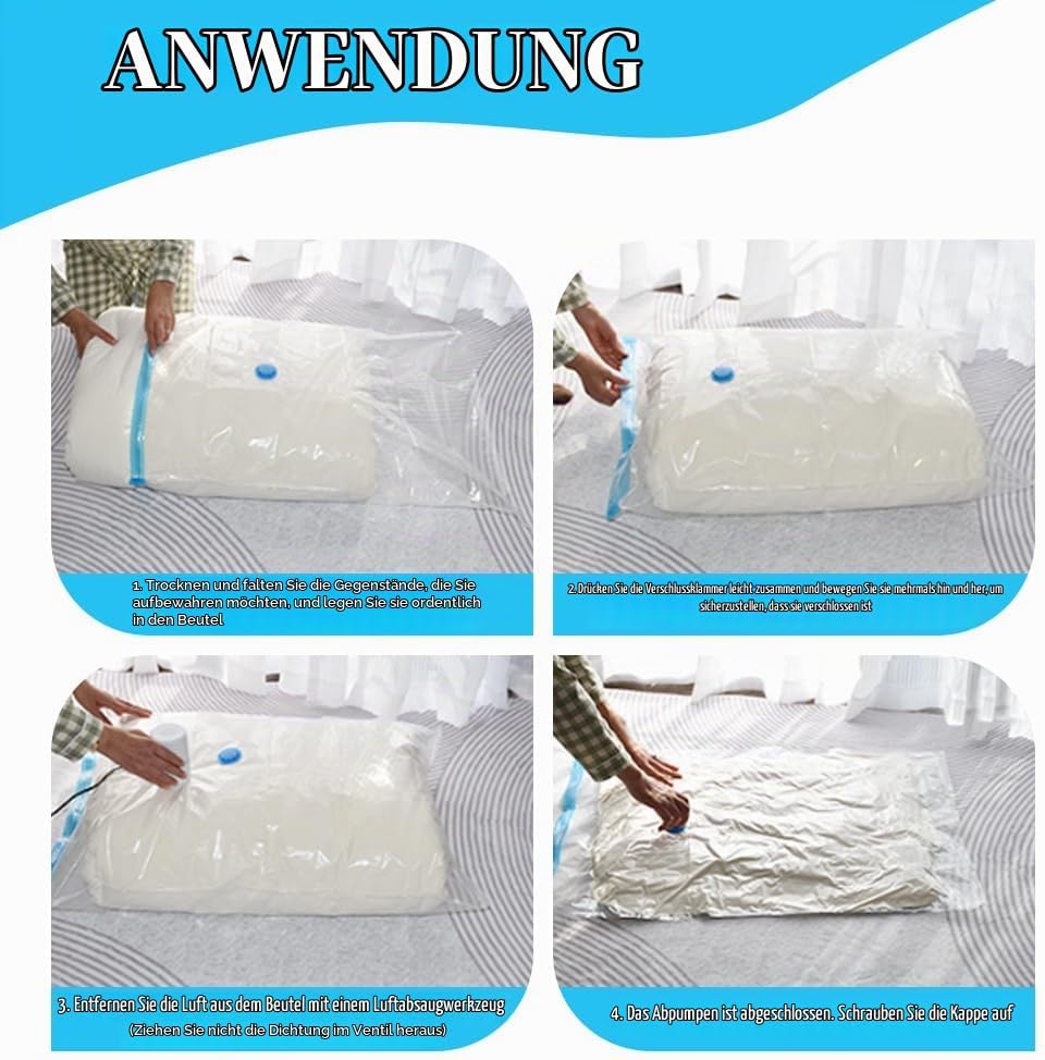10 Stück Vakuumbeutel für Kleidung 30X40 cm,Wakumsäcke Kleidung Staubsauger,Vakuumierbeutel Bettdeck