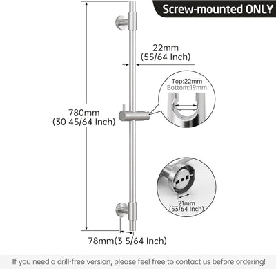 KES Duschstange Brausestange Edelstahl SUS 304 Wandstange Dusche Duschkopfhalterung Duschhalterung S