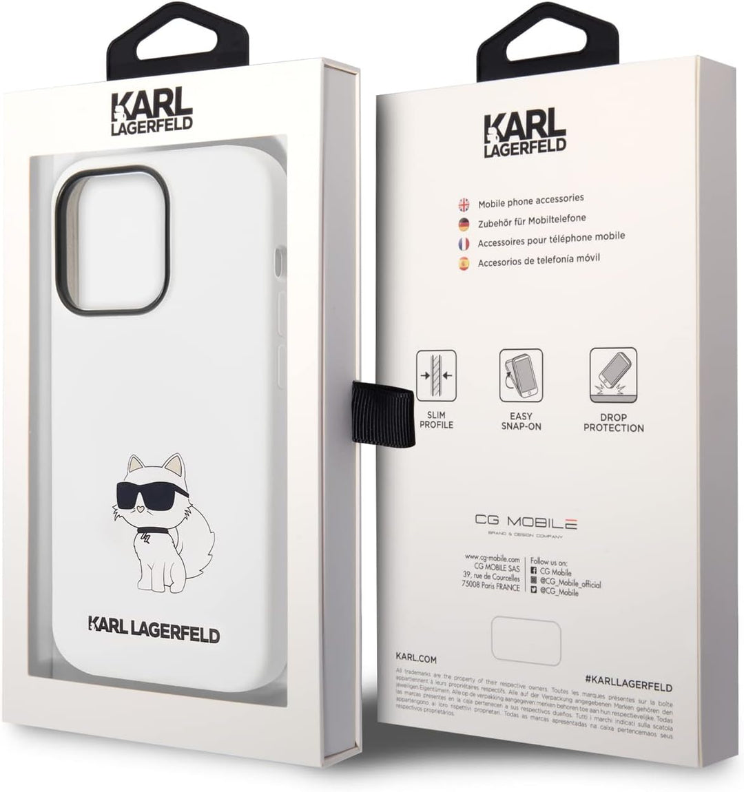 KARL LAGERFELD KLHCP14LSNCHBCH Hülle für iPhone 14 Pro 6,1" hardcase Weiss Silico