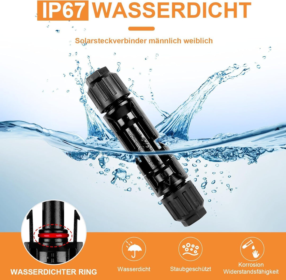 40 Paar Solarstecker Crimpzange-Set für 2,5/4/6mm² Solarpanel-Kabel, Photovoltaik-Stecker, Steckverb