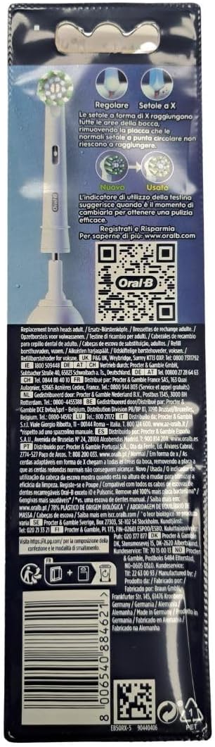 Oral-B Cross Action elektrische Zahnbürstenköpfe, Packung mit 5 weissen Ersatzbürsten, abgewinkelte